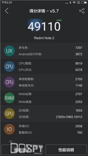 红米Note 2增强版评测：用五万安兔兔跑分向青春致敬！