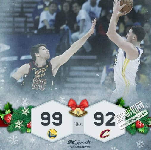 2017年12月26日NBA圣诞大战勇士vs骑士录像视频回放 勇士99-92战胜骑士